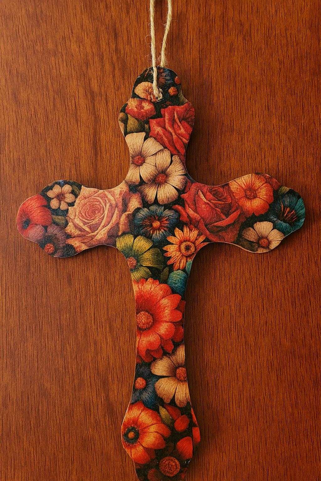 Floral Wooden Cross