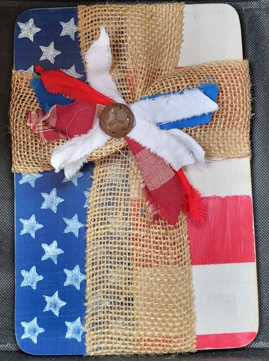 Americana Burlap Cross