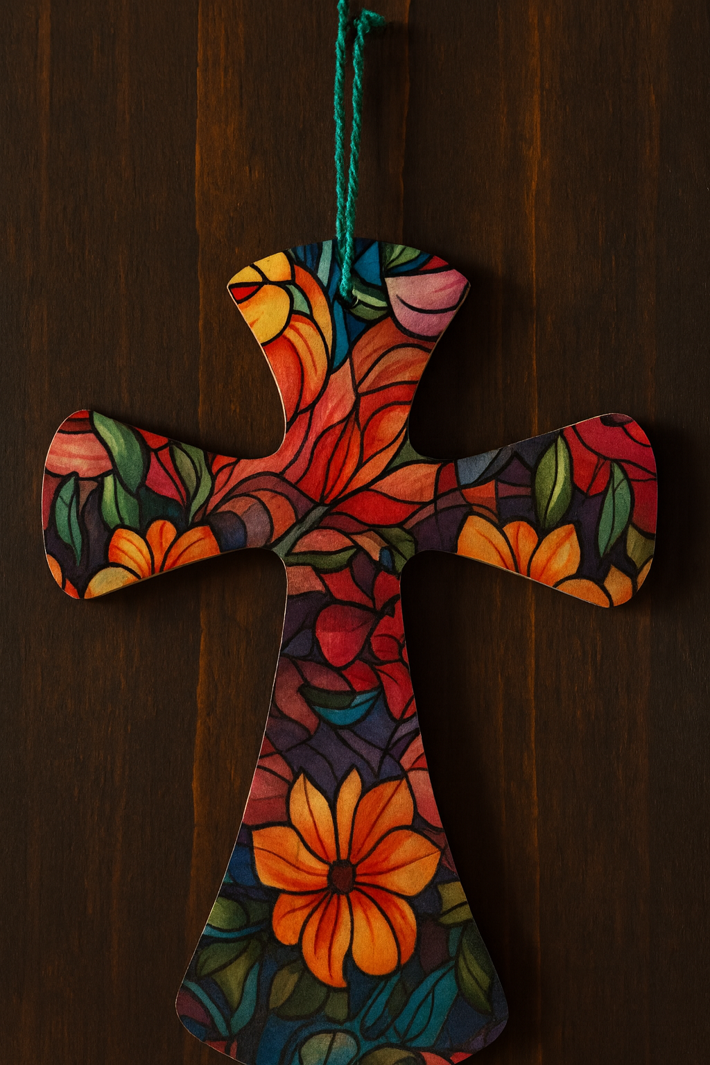 Floral Wooden Cross