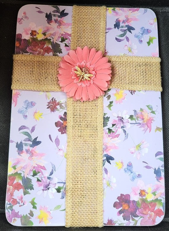 Floral Burlap Cross